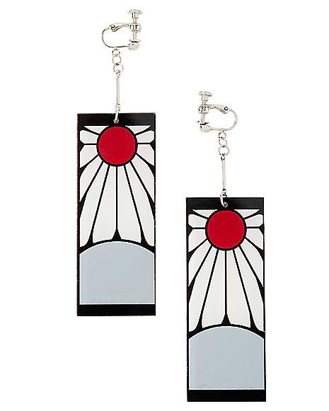 Demon Slayer Tanjiro Hanafuda Metal Earrings Unisex