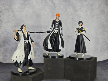 Bleach Action Figure Set of 3 – Hitsugaya Toushirou, Zaraki Kenpachi, Kurosaki Ichigo | PVC | 18 cm
