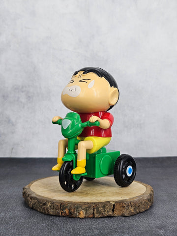 Crayon Shinchan Movable Cycling Mechanical Toy Figure With Box | Red Shirt | 12 cm