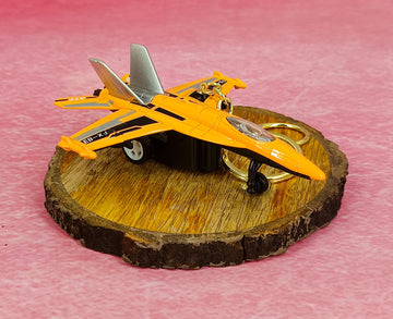 FX-38 Military Yellow Fighter Jet Keychain | Double Moveble Wing | With Golden Keyring|
