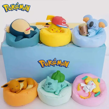 Pokémon Sleeping Figure Set | Set of 6 Collectible Miniatures
