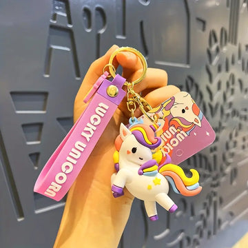 White Lucky Unicorn Keychain | 3D Lanyard Keychain | Silicone | Premium |