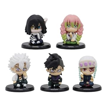 Demon Slayer Chibi Set of 5 Sitting Figures Model B | 6 cm | Anime Collectibles