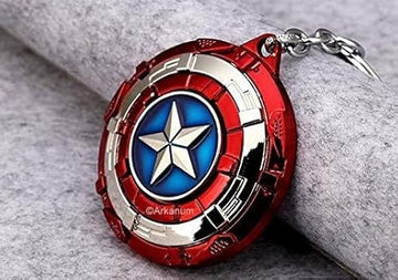 C A | Patterned Rotating Metal Silver Shield | Keychain |