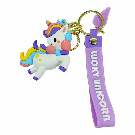 White Lucky Unicorn Keychain | 3D Lanyard Keychain | Silicone | Premium |