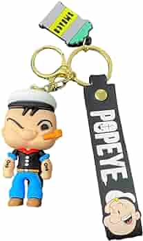 Popeye The Sailor Man Cartoon Keychain | Model C | Lanyard Silicone Keychain| Premium |