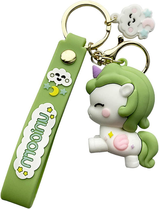 Green Dreamy Unicorn Keychain | Model B | 3D Lanyard Keychain | Silicone | Premium |