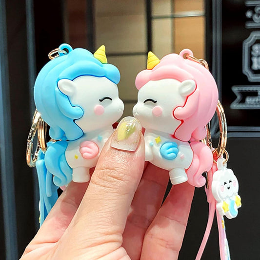Pink Dreamy Unicorn Keychain | Model B | 3D Lanyard Keychain | Silicone | Premium |