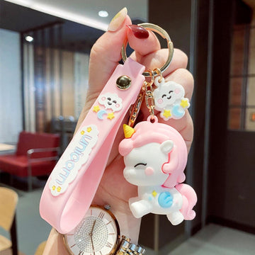 Light Pink Dreamy Unicorn Keychain | Model B | 3D Lanyard Keychain | Silicone | Premium |