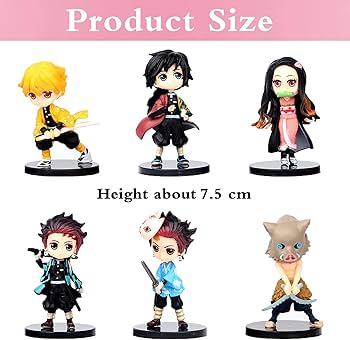 Demon Slayer Set of 6 Characters Action Figures | 8 cm | Standing Nezuko