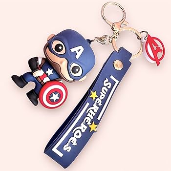 Marvel Captain America Avengers Keychain | 3D Lanyard Keychain | Silicone | Superhero |