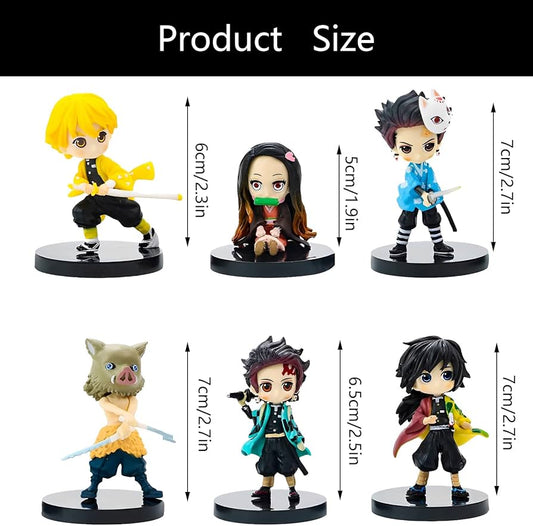 Demon Slayer Set of 6 Characters Action Figures | 8 cm | Sitting Nezuko