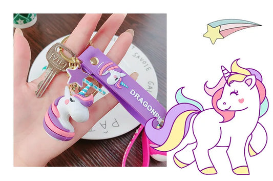 Purple Unicorn DragonRun Keychain | 3D Lanyard Keychain | Silicone | Premium |