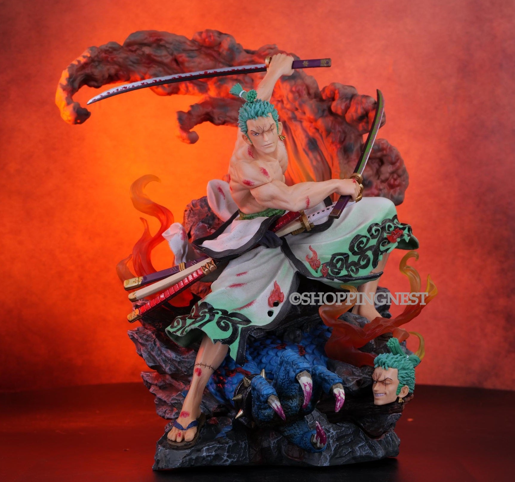 One Piece Wano Kimono Roronoa Zoro Anime Action Figure Battle Ghos