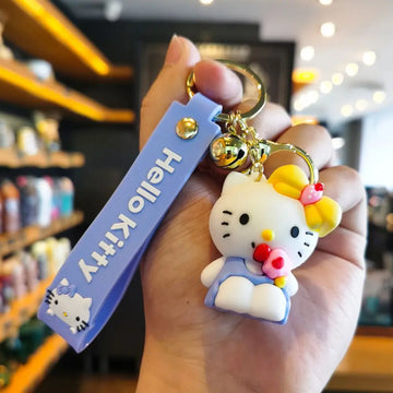 Hello Kitty Blue Sitting Lanyard Keychain | Premium Keychain | Silicone |