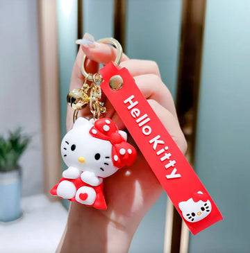 Hello Kitty Red Sitting Lanyard Keychain | Premium Keychain | Silicone |