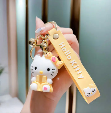 Hello Kitty Yellow Sitting Lanyard Keychain | Premium Keychain | Silicone |