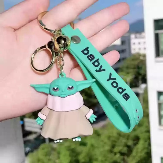 Star Wars | Baby Yoda Mother Keychain | 3D Lanyard Keychain | Silicone |