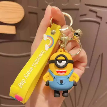 Minion Stuart Keychain | Silicone Lanyard Keychain | Premium | Descpicable Me Movie |