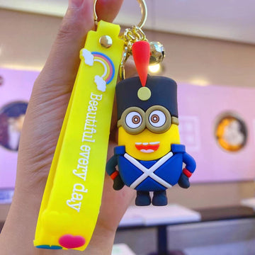 Minion Kevin Soldier Uniform Keychain | Silicone Lanyard Keychain | Premium | Descpicable Me Movie |