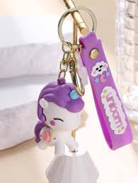 Purple Dreamy Unicorn Keychain | Model B | 3D Lanyard Keychain | Silicone | Premium |