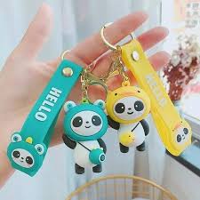 Blue Panda Silicon Keychain | Model B | 3D Lanyard Keychain | Premium |