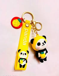 Yellow Panda Silicon Keychain | Model A | 3D Lanyard Keychain | Premium |