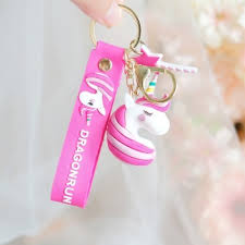 Pink Unicorn DragonRun Keychain | 3D Lanyard Keychain | Silicone | Premium |