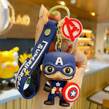 Marvel Captain America Avengers Keychain | 3D Lanyard Keychain | Silicone | Superhero |