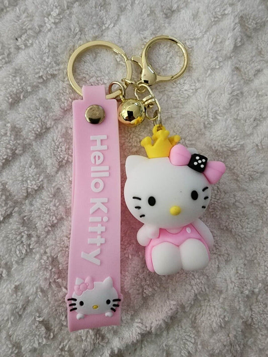 Hello Kitty Pink Sitting Lanyard Keychain | Model B | Premium Keychain | Silicone |