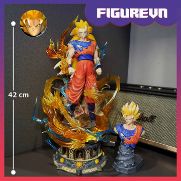 DBZ Goku SSJ3 Action Figure with 2 Heads | 43 cm | Premium with Burst figure