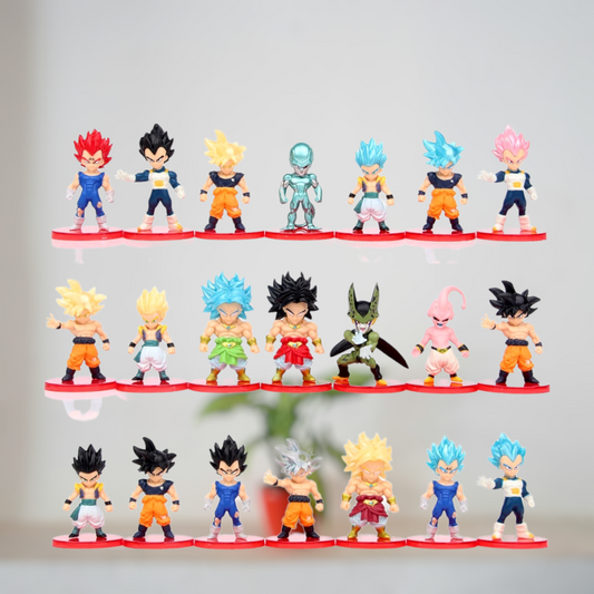 Dragon Ball Z | Set of 21 Action Figures | Super Goku Vegeta Broly Buu | 7-8 Cm |