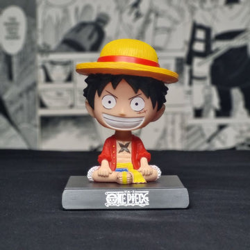 One Piece | Monkey D. Luffy Bobblehead With Mobile Holder | Car, Table, Desk | 13.5 Cm |