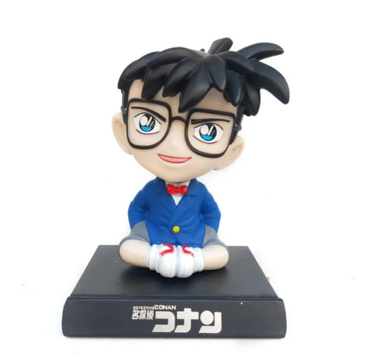 Detective Conan Blue Bobblehead With Mobile Holder For Cars | 14.5 CMS |