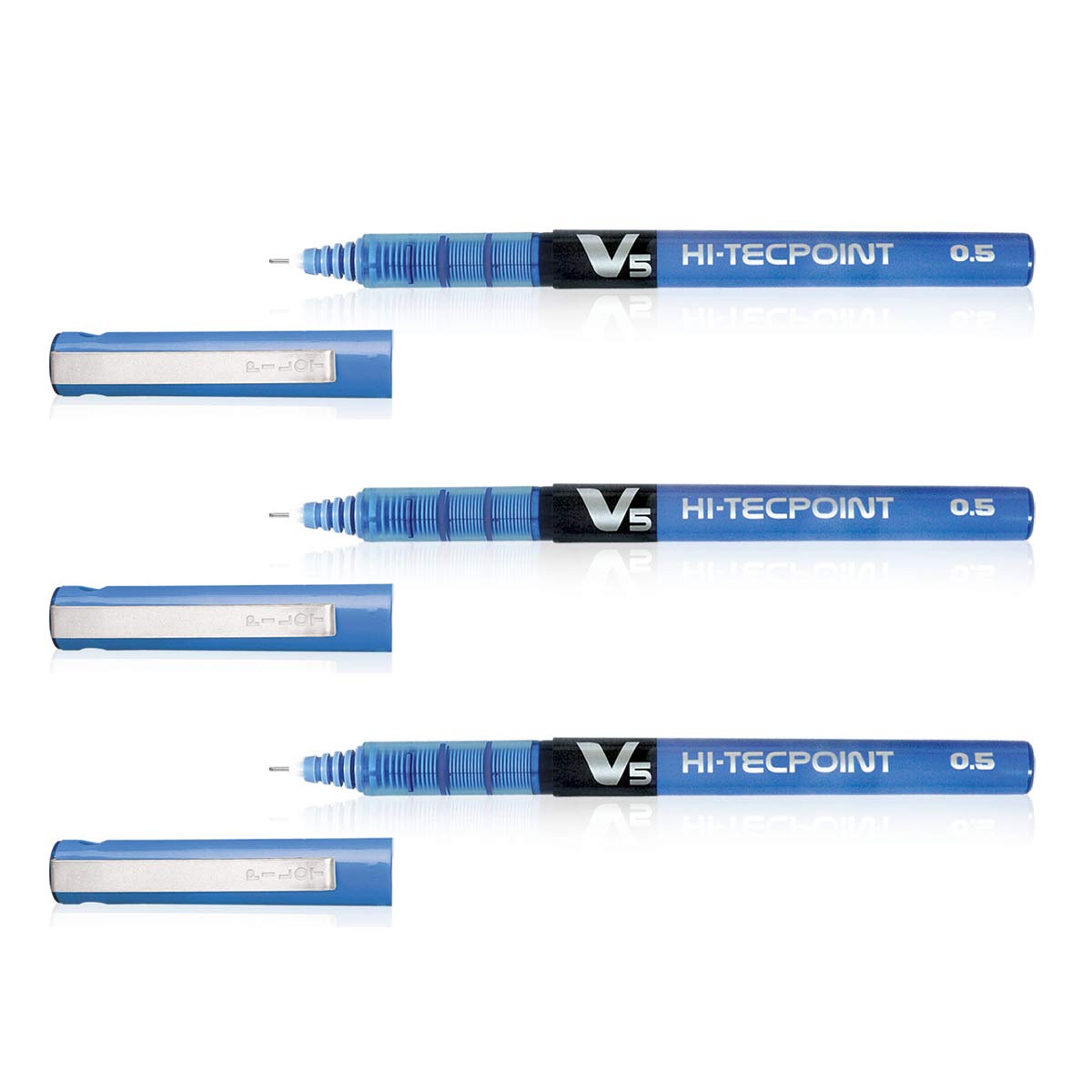 PILOT V5 HI-TECHPOINT 0.5 LIQUID INK ROLLER BLUE BALL PEN | Set Of 3 |
