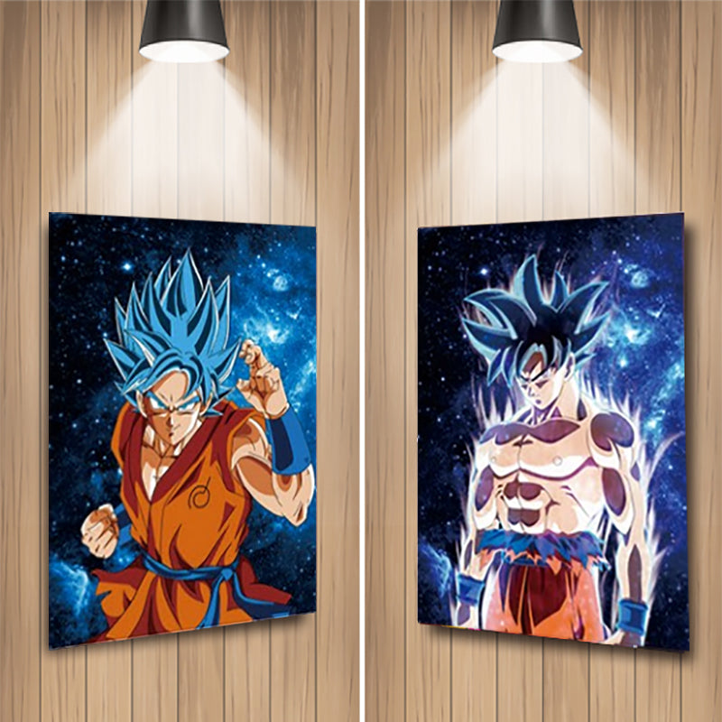 Dragon Ball Goku Ultra Instinct And Super Saiyan Blue Illusion Flip Image, Hologram Motion Lenticular Anime Poster (40x30 Cms)