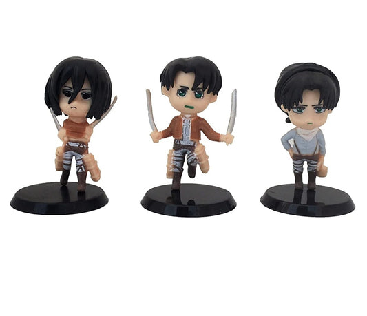 Attack On Titan Tiny Tan Action Figurine Set | 6 Anime Figurines | 8.5-9.5 cm |