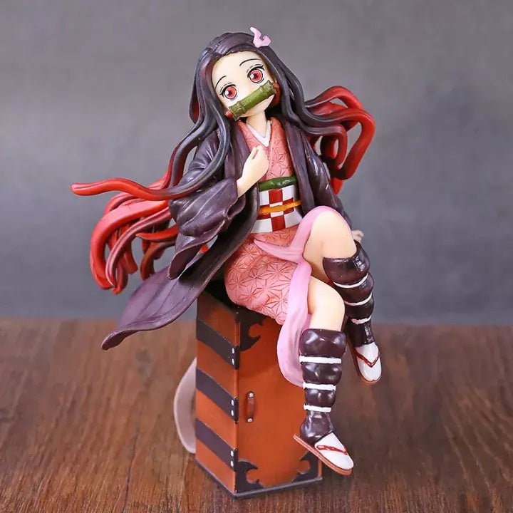 Demon Slayer Nezuko Sitting on backpack Figure (16Cms)