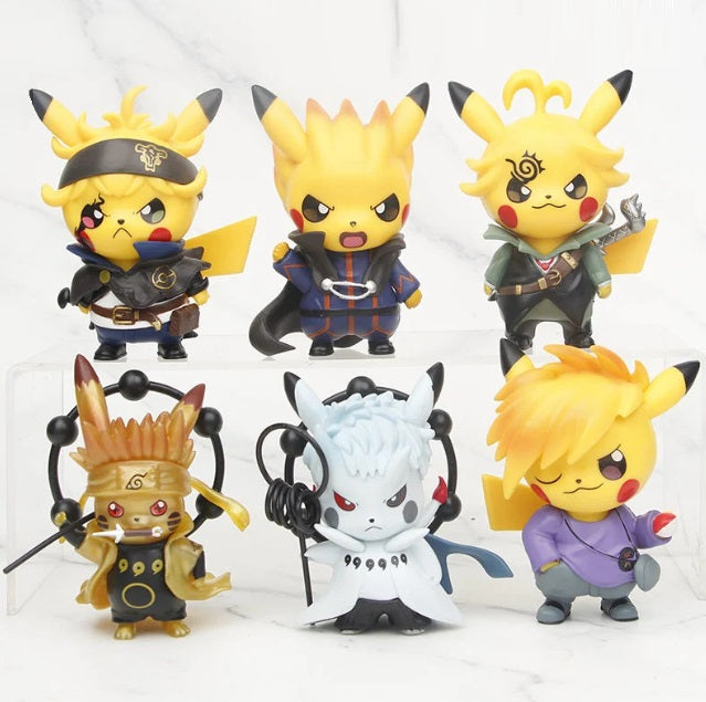 Naruto Pikachu Crossover Set Of 6 Action Figures | 10 Cms |