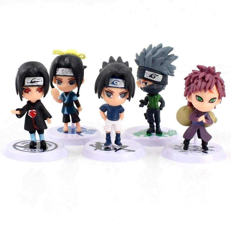 Naruto Action Figure Set Of 10 White logo Stand [7 CM]