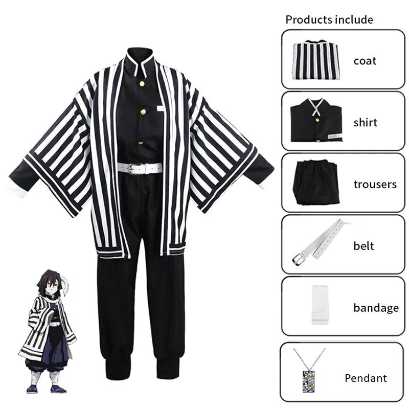 Demon Slayer Iguro Obanai Cosplay Set Kimono Clothing Uniform Collectible Costume Halloween