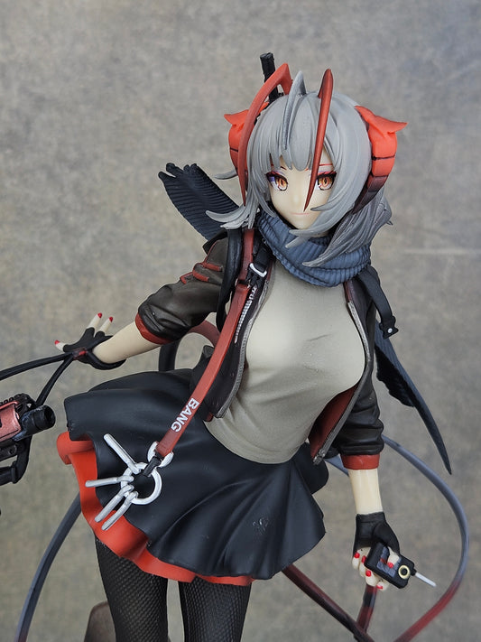 Arknights Cockroach Girl Gray Hair Red Eyes Action Figure | Game Character Figurine | 17 Cms