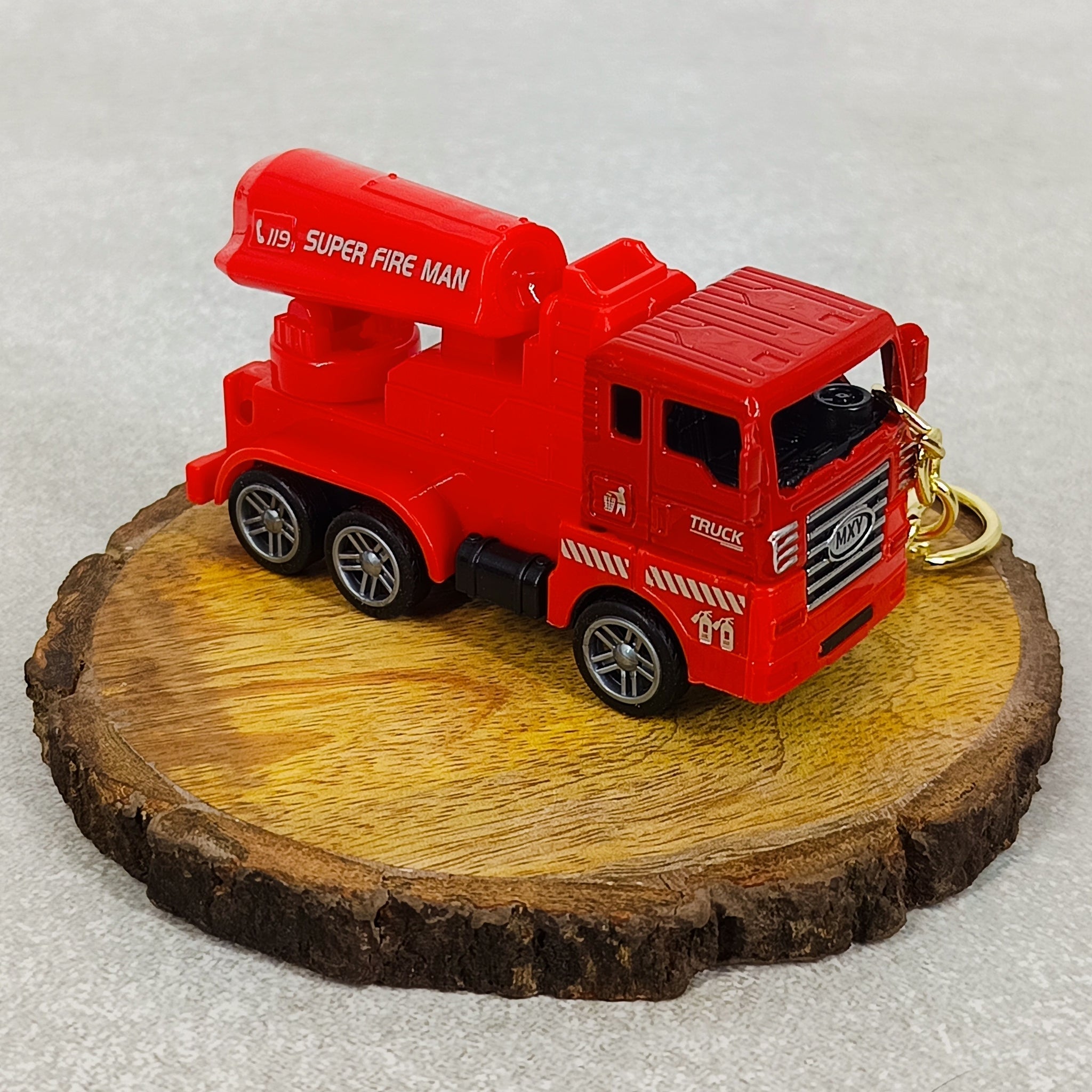 Fire Brigade Truck Keychain | Model 4 | Red Miniature Truck | With Moveble Centrifugal Pump |