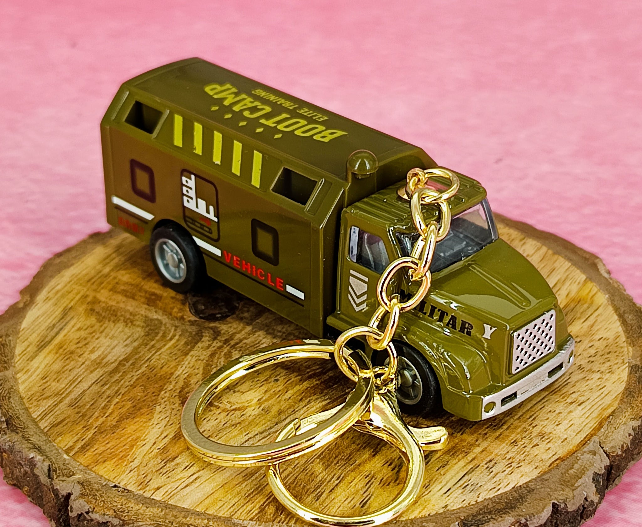 Military Brown Boot Camp Vehicle Keychain | Golden Keyring Keychain | 4 Cms |