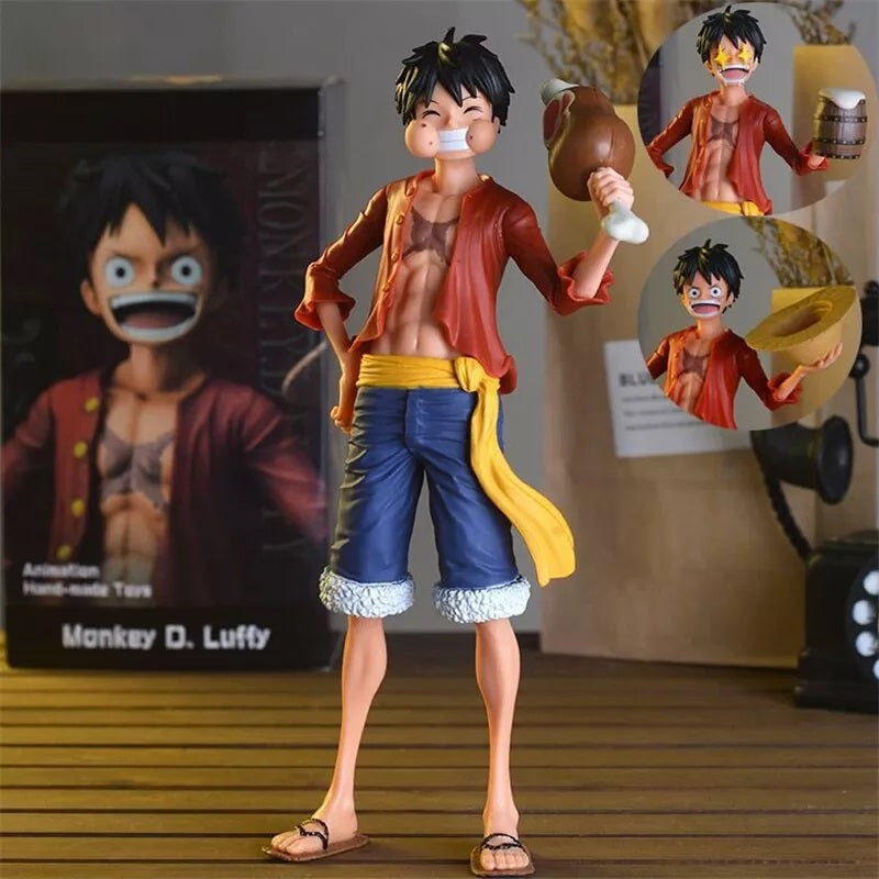 One Piece | Monkey D Luffy With 3 Different Faces Anime Action Figurine | Model B | 27 Cm |