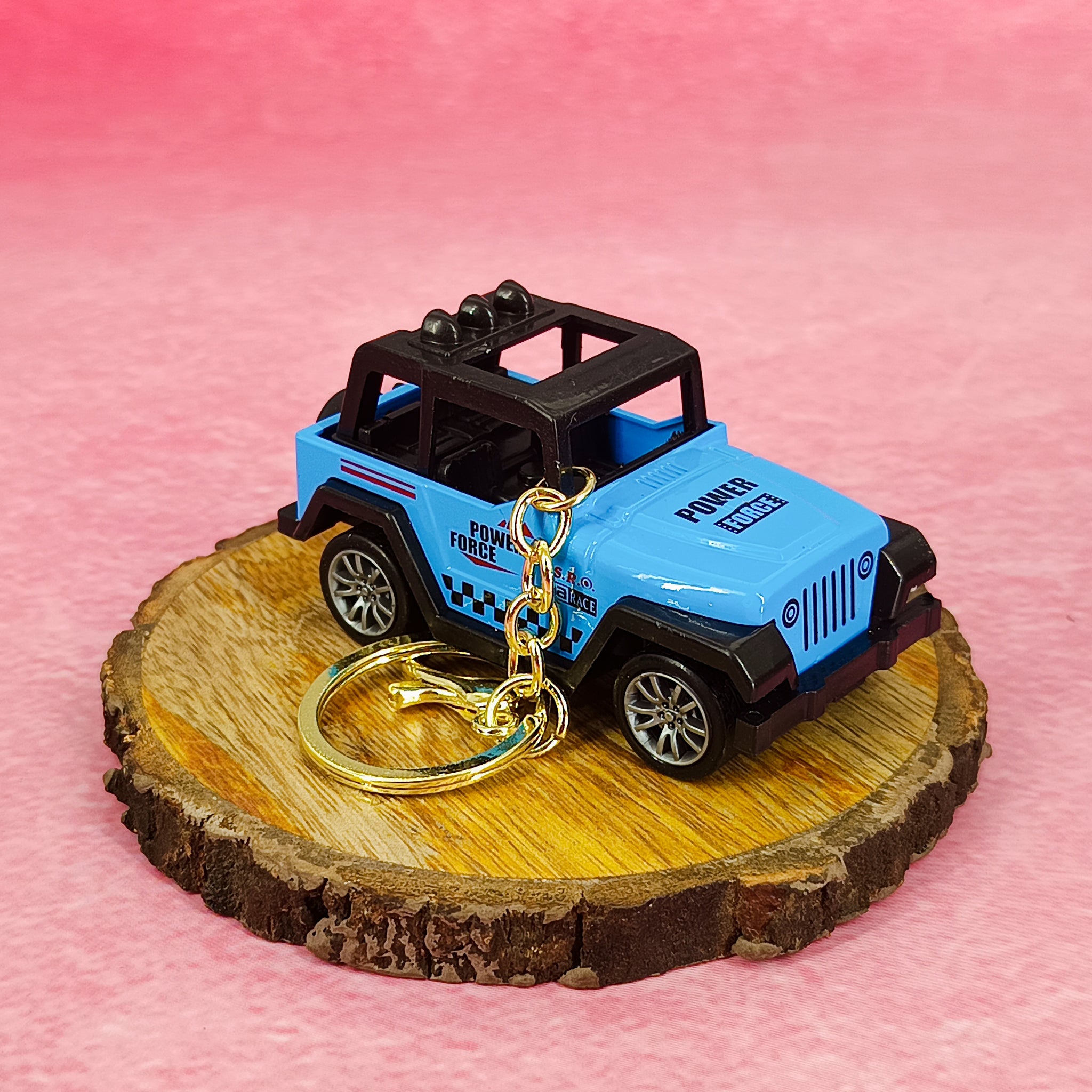 Blue Jeep Model Keychain | Opening Doors | 4 x4 Miniature Model | With Golden Keychain |