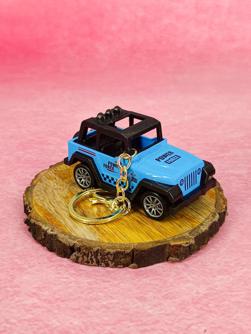 Blue Jeep Model Keychain | Opening Doors | 4 x4 Miniature Model | With Golden Keychain |