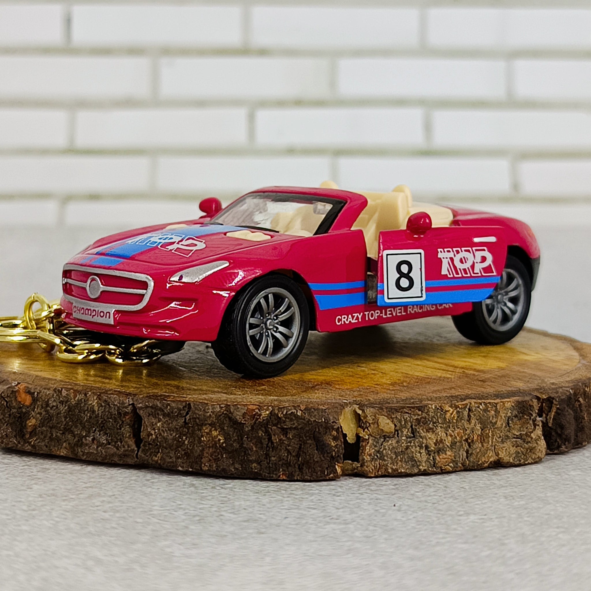 Merecdez Maybach Convertible Rally Keychain | Racing Edition | Red Miniature Car With Golden Keyring Keychain |