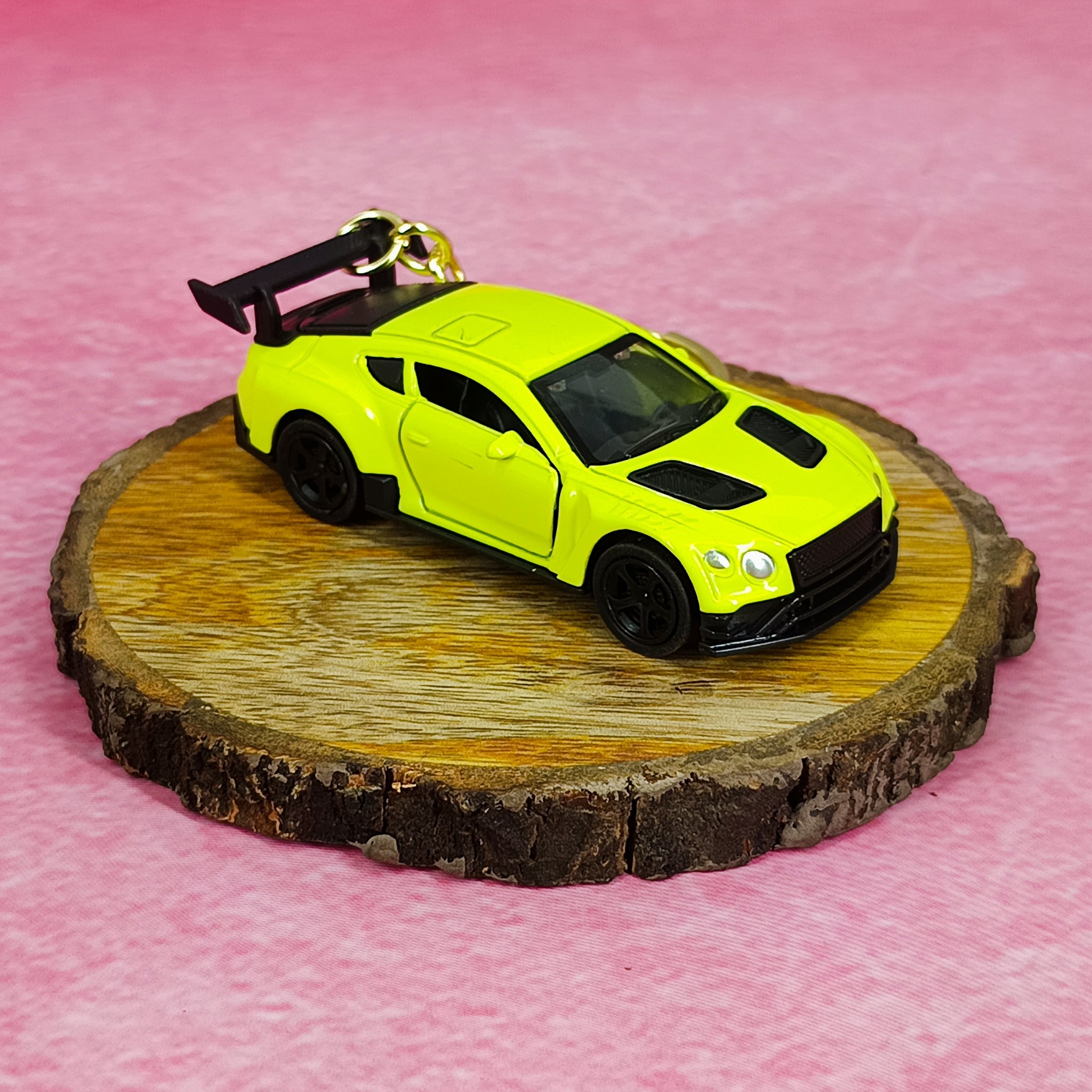 Yellow Supercar Keychain | Super Car Miniature Model | With Opening Doors | With Golden Keyring |