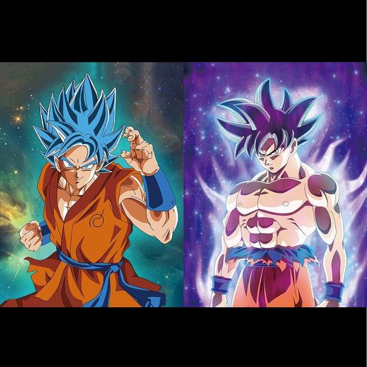Dragon Ball Goku Ultra Instinct And Super Saiyan Blue Illusion Flip Image, Hologram Motion Lenticular Anime Poster (40x30 Cms)